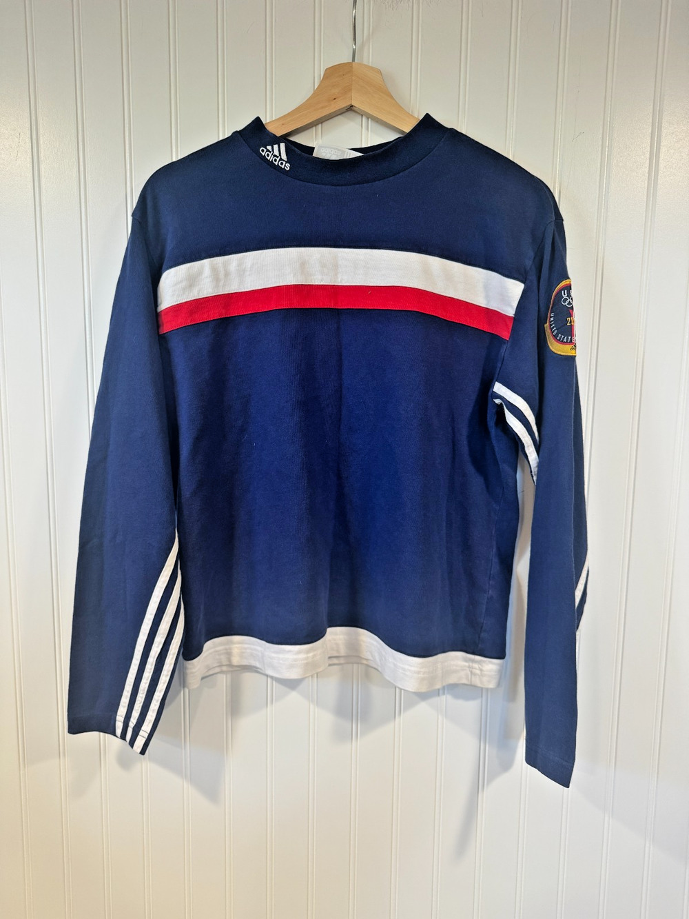 Vintage 2000 Olympics USA Adidas Turtle Neck Embroidered Sz XL Navy, Red, Patch
